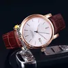 Designer relógios San Marco Classiclo Rose Gold Case 8156-111-2 / 91 Automatic Mens Watch Data Stud White Dial Marrom Strap 6Color