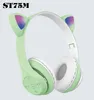 BT 5.1 Cuffie stereo Cuffie stereo Cartoon Cute Cat Ear Cuffie da gioco Auricolari con LED Light TF Slot Lettore musicale MP3 Fascia sportiva