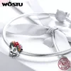 Wostu autentisk 925 sterling silver skalle blomma emalj pärla charms passform original diy armband halsband halloween smycken cqc888 q0531