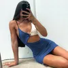 Boofeenaa Drawstring вырезать ремешок мини Bodycon платье лето сексуальный клубный одежда для женщин нарядов 2021 фестиваль одежда C85-BF15 x0521