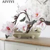 185см Искусственная магнолия Шелковая поддельная цветочная ветвь Fleur Artishielle Flores Arrange Table Wedding Home Decor Accessory Y200903