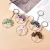 Dekorativa Objekt Figurer Key Ring Natural Crystal Gemstone Tree of Life Pendant Mineral Smycken Kedjor Seven Chakras Väska Tillbehör q