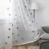Circle Embroidered Sheer Curtains Korean Style Tulle Curtain for Living Room Romantic Tulle Drapes For Window Curtains S010&C 210712