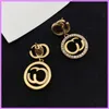 Fashion New Women Retro Earrings Gold Diamonds Earring Ladies Designer Jewelry Circle Earrings For Party Letters Ear Studs D221135F