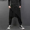 INCERUN Vintage Männer Lose Drop Crotch Drape Hosen Dance Baggy Hosen Männer Kordelzug Harem Hosen Männer Pantalon Hombre Plus Größe 201006