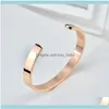 Bangle Bracelets Jewelrybangle Beichong For Women 316L Stainless Steel Fine Jewelry C Shape Cuff Sier Color Open Couple Bracelet Father Gift