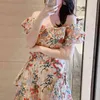 Broderie florale femme robe Slash cou sans bretelles élégante fête longues robes femme taille haute Maxi Vestidos printemps 210603
