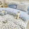 Bedding Sets Winter 2022 Thick Milk Bed 4 Pieces Double Sided Coral Pile Duvet Set Flanged Sheets