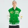 Męskie Kurtki Amerykańskie Streetwear Retro Varsity Jacket Mężczyźni List Haft Bombowiec Ubrania Brązowy Baseball Uniform Płaszcz Harajuku Unisex