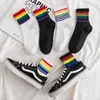 Men's Socks Brown Riding Compression Men Musturbatar Strategic Inventory Rainbow Horizontal Strips