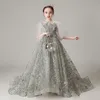 Mädchen Kleider Spitze Pailletten Schwanz Kleid Mädchen Elegante Hochzeit Brautjungfer Kinder Geburtstag Abschlussball Formale Abend Kinder Kommunion Kleidung