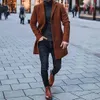 Yeni Klasik Kruvaze Siyah Erkekler Ceket Tüvit Tailed Kış High-Street Slim Fit Palto Erkekler Için Rahat Koyu Gri Blazer X0909