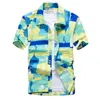 Homem de verão Casual Praia Camisa Bohemia Floral Print Plus Tamanho Para Baixo Blusa de Colares Holidaes Manga Curta Moda Tops