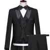 Black Wedding Tail Coat for Groom Prom 3 piece Formal Man Suits Set Jacket Waistcoat with Pants New Male Fashion Clothes X0909
