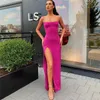 figurbetontes Kleid, lange Kleider, Abendkleid, Träger, Seitenschlitz, Partykleid, solide Sommerkleider, lässig, sexy Kleider, Club-Kleid T200318