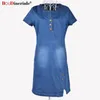 Coreano Plus Size Denim Dress para Mulheres Vestido de Verão Casual com Botão Bolso Sexy Mini Jeans Vestido 3xL 4XL Boodinerinle 210316