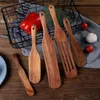 5pcs/set Teak Natural Wood Tableware Scraper Spoon Colander Special Nano Soup Skimmer Cooking Spoons Wooden Kitchen Tool Kit