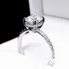 Cluster Rings Mode 2Ct Kudde Cut Diamant Bröllop Förlovning För Kvinnor 925 Sterling Silver Ring Fin Topaz Smycken Gåva Partihandel
