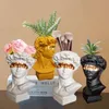 Northern Europe Resin Vase Home Decoration Flower Pot Pen Holder Makeup Brush Holder Storage Box European Head Sculpture Model 210310