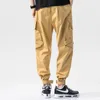 Męskie kieszenie boczne Cargo Harem Spodnie Khaki Hip Hop Casual Mężczyzna Joggers Spodnie Moda Casual Streetwear Pants Oversized 210601