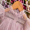 Tjejer sommar kostym söt prinsessa klänning mesh chiffong tårta lager outfit födelsedagsfest boll odlad kläder för barn Q0716