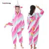 Meisjes kleding kinderen goud hoorn eenhoorn pyjama's kigurumi cartoon dier roze licorne onesie slapers jongen halloween kostuum jumpsuit 210908