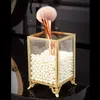 Cosmetic Brush Storage Bucket Transparent Glass Make Up Organizer Dustproof Lipstick Holder Desktop Jewelry Box 210922