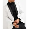 Costumes pour hommes Slim Fit Tuxedo de mariage blanc et noir pour marié 2 pièces veste masculine avec pantalon nouveau costume de mode sur mesure 2021 X0909