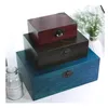 Zakka Vintage boîte de rangement de bijoux en bois de style égyptien pour cadeau petit organisateur d'artisanat en bois décorations de bureau emballage 210922