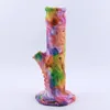 Silicone water pipe 10.6 inch straight bong Hookah non fading printing bongs dab rig thick bubble for retail or wholesale