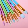 Ucanbe 10st Colorful Paint Brush Halloween Färgmålning Makeupborstar Set Wooden Pole Make Up Pen