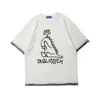 T-Shirt Mens 100% Cotton Slogan Cartoon Print Casual Drop Shoulder Harajuku Tshirt Short Sleeve Tees 210527