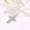 Pendant Necklaces HNSP Bohemian Rhinestone Cross Necklace For Women Female Gift Red Blue White Color