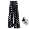High-end triacetate wide-leg pant's plus size spring and summer Korean fashion polka dot printing casual 210915