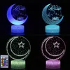 Ramazan Dekorasyon LED Işıkları Ev Masaüstü Işıkları Ay Yıldızları Uzaktan Kontrol Renkli Lamba İslami Eid Mübarek Ramazan Hediyeleri 21301Q