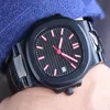 Mens Watch PP Otomatik Mekanik Saatler Elmas kol saati deri kayış paslanmaz çelik çanta Montre de lüks su geçirmez altın wr300i