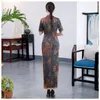 Vêtements ethniques Élégant Lady Imprimer Floral Qipao Sexy High Split Cheongsam Vintage Bouton Mandarin Collier Robe Chinoise Robe De Bal Vesti