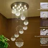 Lustres LED moderne lustre lampe en cristal de luxe plafonnier lampes suspendues pour couloir escalier en colimaçon à l'intérieur