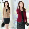 Peonfly Fashion Women Blazer Повседневная Офис Леди Рабочие карманы Куртки Пальто Тонкий Корейский Стиль Стиль Стиль Femme 211019