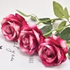 NewSingle Tallo Franela Rosa Realista Rosas Artificiales Flores para el Día de San Valentín Boda Ducha nupcial Decoraciones de jardín para el hogar RRB12276