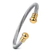 Pulseira moda jóias de aço inoxidável torção cabo pulseiras manguito pulseiras para mulheres masculino acessório 60mm5304920