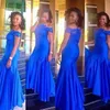 Королевские голубые русалки выпускные платья с плеча сексуальные длинные дешевые специальные выплаты платья формальное вечернее платье плюс размер африканские платья знаменитостей