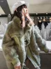 女性の毛皮の女性のフェイクリアルナチュラル本革ジャケットダブルフェイスラグジュアリーシープシャーリングウィンターコート女性27WW