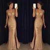 Aso ebi arabskie srebrne cekiny z Sukienki Promowa Mermaid Sukienki 2022 Luksusowe cekinowe suknie wieczorowe królewskie niebieskie nawet 180h