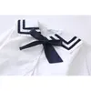 Japanischer Stil Mädchen-Matrosenkragen-Bowknot-Hemden Baumwolle Krawatte Langarm-Shirt Kinderkleidung 210708