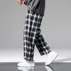 Jesienne spodnie w kratę Mężczyźni Moda Luźne Hip Hop Hop Casual Spodnie Koreański Mężczyzna Harem Pant All-Match Confortable