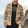 2021 Jesień Winter Moda męska sweter z dzianiny Vintage wzór Print Zipper Cardigan Swetry Mężczyźni Nowy Casual Długie Rękaw Płaszcze