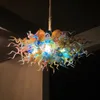 Lámpara colgante de burbuja de vidrio soplado a mano moderna Lámpara de araña LED Iluminación colorida 32 por 24 pulgadas Luces para el hogar para decoración de arte