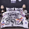 Boniu 3d Black White Skull beddengoedsets 23 -stigs suiker schedel dekbedovertrek met kussensloop skeletprint dekbed voor queen size 210309