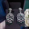 Браслет ожерелье ювелирные изделия наборы бренда прекрасный пользовательский женщины вентилятор свадьба зеленый кристалл партии падение воды большой дизайн банкета жёда